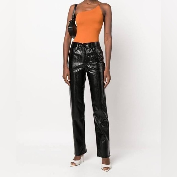 NEW Good American '90s Vinyl Straight Leg Pants size 29 - Picture 1 of 10